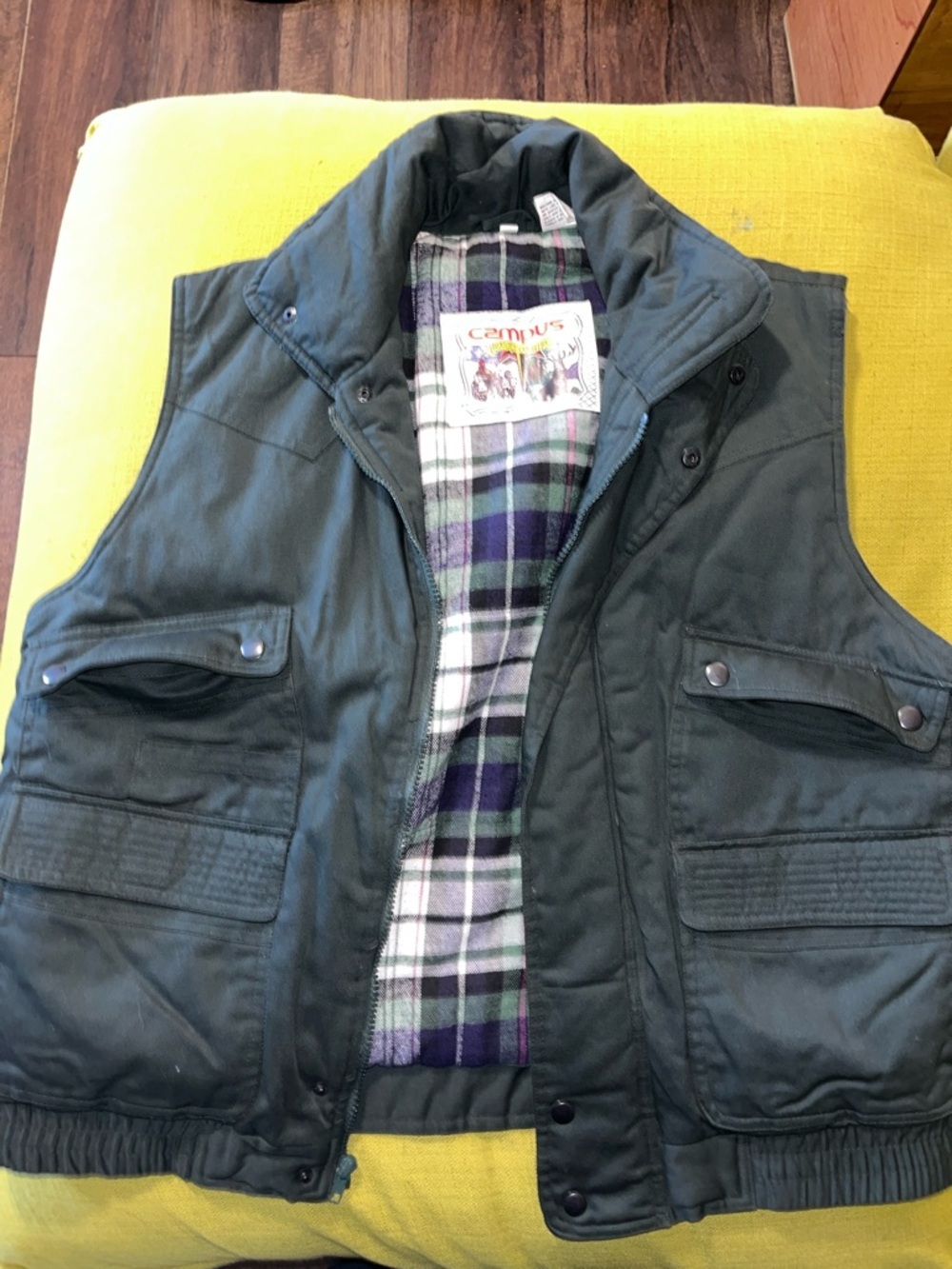 Campus rugged country Men's Utility Vest with Plaid Lining